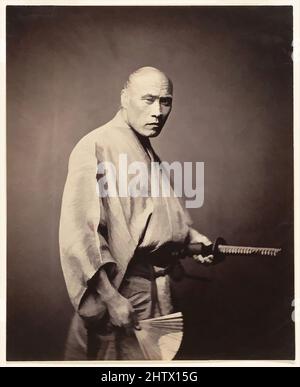 Art inspired by Samurai, Yokohama, 1864–65, Albumen silver print from glass negative, Image: 17.9 x 14.6 cm (7 1/16 x 5 3/4 in.), Photographs, Felice Beato (British (born Italy), Venice 1832–1909 Luxor, Egypt), Beato was one of the finest professional travel photographers of the, Classic works modernized by Artotop with a splash of modernity. Shapes, color and value, eye-catching visual impact on art. Emotions through freedom of artworks in a contemporary way. A timeless message pursuing a wildly creative new direction. Artists turning to the digital medium and creating the Artotop NFT Stock Photo