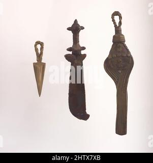 Art inspired by Three Gold Weights: Sword, Fly Whisk, Amulet, 18th–19th century, Ghana, Akan peoples, Brass, L. 1 3/4 in. (4.45 cm) to 3 7/8 in. (9.84 cm), Metal-Implements, Cast brass gold weights, known as abrammuo (sing. mrammuo), were developed by Akan merchants and rulers to, Classic works modernized by Artotop with a splash of modernity. Shapes, color and value, eye-catching visual impact on art. Emotions through freedom of artworks in a contemporary way. A timeless message pursuing a wildly creative new direction. Artists turning to the digital medium and creating the Artotop NFT Stock Photo