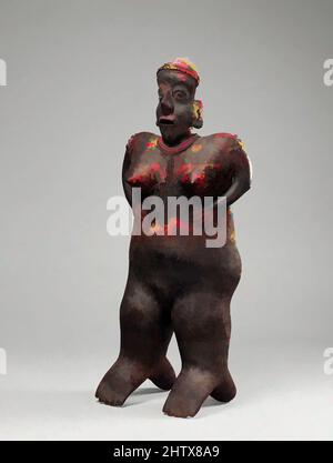 Art inspired by Standing Female Figure, 1st century, Mexico, Mesoamerica, Jalisco, San Sabastìan, Ceramic, H. 25 1/8 x W. 11 1/8 in. (63.8 x 28.3 cm), Ceramics-Sculpture, Classic works modernized by Artotop with a splash of modernity. Shapes, color and value, eye-catching visual impact on art. Emotions through freedom of artworks in a contemporary way. A timeless message pursuing a wildly creative new direction. Artists turning to the digital medium and creating the Artotop NFT Stock Photo