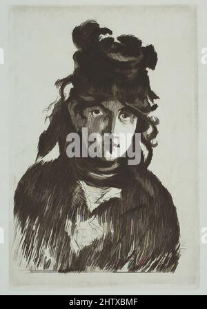 Art inspired by Portrait of Berthe Morisot, 1872–74, Etching on blue laid paper, second and final state, from 1905 Strölin edition, plate: 4 11/16 x 3 1/8in. (11.9 x 7.9cm), Prints, Édouard Manet (French, Paris 1832–1883 Paris, Classic works modernized by Artotop with a splash of modernity. Shapes, color and value, eye-catching visual impact on art. Emotions through freedom of artworks in a contemporary way. A timeless message pursuing a wildly creative new direction. Artists turning to the digital medium and creating the Artotop NFT Stock Photo