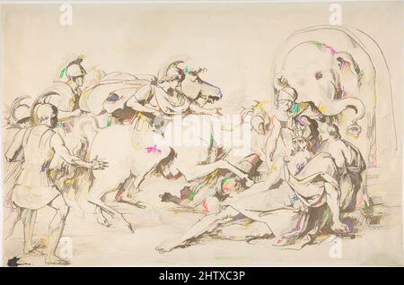 Art inspired by Alexander and Porus, 1771–1844, Pen and brown ink over graphite, 10 1/2 x 16in. (26.7 x 40.6cm), Drawings, Vincenzo Camuccini (Italian, Rome 1771–1844 Rome, Classic works modernized by Artotop with a splash of modernity. Shapes, color and value, eye-catching visual impact on art. Emotions through freedom of artworks in a contemporary way. A timeless message pursuing a wildly creative new direction. Artists turning to the digital medium and creating the Artotop NFT Stock Photo