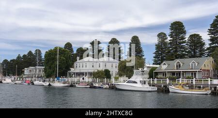 Port Fairy is a historic fishing town on the Moyne river, on Victoria's far south-west coast, Australia Stock Photo