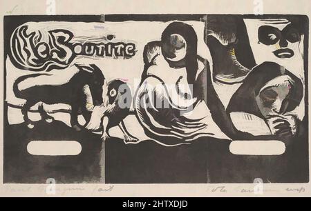 Le Sourire, 1899, Woodcut on china paper, block: 4 x 7 1/4 in. (10.2 x 18.4 cm), Prints, Paul Gauguin (French, Paris 1848–1903 Atuona, Hiva Oa, Marquesas Islands) Stock Photo