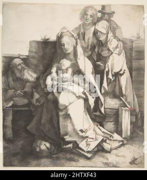 Art inspired by The Holy Family, 1512–13, Drypoint, Sheet: 8 1/4 x 7 1/8 in. (21 x 18.1 cm), Prints, Albrecht Dürer (German, Nuremberg 1471–1528 Nuremberg), Dürer created only three prints in the medium of drypoint. Since the other two are dated 1512, this drypoint is presumed to date, Classic works modernized by Artotop with a splash of modernity. Shapes, color and value, eye-catching visual impact on art. Emotions through freedom of artworks in a contemporary way. A timeless message pursuing a wildly creative new direction. Artists turning to the digital medium and creating the Artotop NFT Stock Photo