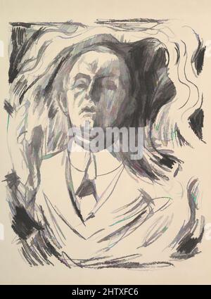 Art inspired by Self-Portrait with a Cigar, 1908–9, Lithograph, plate: 22 5/16 x 17 15/16 inches (56.7 x 45.6 cm), Prints, Edvard Munch (Norwegian, Løten 1863–1944 Ekely, Classic works modernized by Artotop with a splash of modernity. Shapes, color and value, eye-catching visual impact on art. Emotions through freedom of artworks in a contemporary way. A timeless message pursuing a wildly creative new direction. Artists turning to the digital medium and creating the Artotop NFT Stock Photo