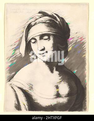 Art inspired by St. Anne, 1645, Etching; only state, Plate: 3 5/8 × 2 3/4 in. (9.2 × 7 cm), Prints, After Leonardo da Vinci (Italian, Vinci 1452–1519 Amboise), St. Anne shown bust-length to right, with head turned and tilted to look down to left; wearing a turban held with a twisted, Classic works modernized by Artotop with a splash of modernity. Shapes, color and value, eye-catching visual impact on art. Emotions through freedom of artworks in a contemporary way. A timeless message pursuing a wildly creative new direction. Artists turning to the digital medium and creating the Artotop NFT Stock Photo