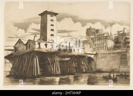 Art inspired by The Nôtre-Dame Pump, Paris, 1852, Etching on laid paper; eighth state of ten, plate: 6 11/16 x 9 13/16 in. (17 x 25 cm), Prints, Charles Meryon (French, 1821–1868, Classic works modernized by Artotop with a splash of modernity. Shapes, color and value, eye-catching visual impact on art. Emotions through freedom of artworks in a contemporary way. A timeless message pursuing a wildly creative new direction. Artists turning to the digital medium and creating the Artotop NFT Stock Photo