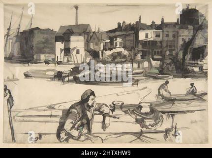 Art inspired by Black Lion Wharf, 1859, Etching, Plate: 5 7/8 × 8 11/16 in. (15 × 22.1 cm), Prints, James McNeill Whistler (American, Lowell, Massachusetts 1834–1903 London, Classic works modernized by Artotop with a splash of modernity. Shapes, color and value, eye-catching visual impact on art. Emotions through freedom of artworks in a contemporary way. A timeless message pursuing a wildly creative new direction. Artists turning to the digital medium and creating the Artotop NFT Stock Photo