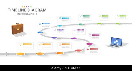 Infographic template for business. 12 Months modern Timeline diagram calendar with dialogs, presentation vector infographic. Stock Vector