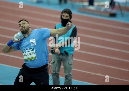 Madrid, Spanien. 02nd Mar, 2022. Madrid, Spain; 02.03-2022.- Filip MIHALJEVIC, Men's Shot Put indoor Indoor Tour Gold Madrid 2022 Credit: Juan Carlos Rojas/dpa/Alamy Live News Stock Photo