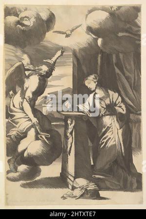 Art inspired by The Annunciation, Etching; second state of two, sheet: 15 3/8 x 9 13/16 in. (39 x 25 cm), Prints, Carlo Maratti (Italian, Camerano 1625–1713 Rome, Classic works modernized by Artotop with a splash of modernity. Shapes, color and value, eye-catching visual impact on art. Emotions through freedom of artworks in a contemporary way. A timeless message pursuing a wildly creative new direction. Artists turning to the digital medium and creating the Artotop NFT Stock Photo
