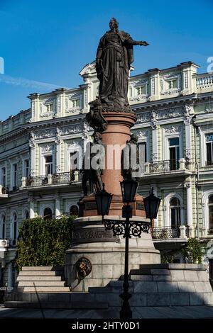 Statue, Monument in honour of the Russian Tsarina Catherine II, Odessa, Ukraine Stock Photo