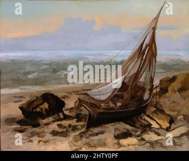 Art inspired by The Fishing Boat, 1865, Oil on canvas, 25 1/2 x 32 in. (64.8 x 81.3 cm), Paintings, Gustave Courbet (French, Ornans 1819–1877 La Tour-de-Peilz), Courbet painted this work during an intensely productive visit to Trouville with James McNeill Whistler from September until, Classic works modernized by Artotop with a splash of modernity. Shapes, color and value, eye-catching visual impact on art. Emotions through freedom of artworks in a contemporary way. A timeless message pursuing a wildly creative new direction. Artists turning to the digital medium and creating the Artotop NFT Stock Photo