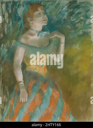 Art inspired by The Singer in Green, ca. 1884, Pastel on light blue laid paper, 23 3/4 x 18 1/4 in. (60.3 x 46.4 cm), Drawings, Edgar Degas (French, Paris 1834–1917 Paris), A sale catalogue of 1898 evocatively described the performer pictured in this pastel: 'Skinny and with the, Classic works modernized by Artotop with a splash of modernity. Shapes, color and value, eye-catching visual impact on art. Emotions through freedom of artworks in a contemporary way. A timeless message pursuing a wildly creative new direction. Artists turning to the digital medium and creating the Artotop NFT Stock Photo