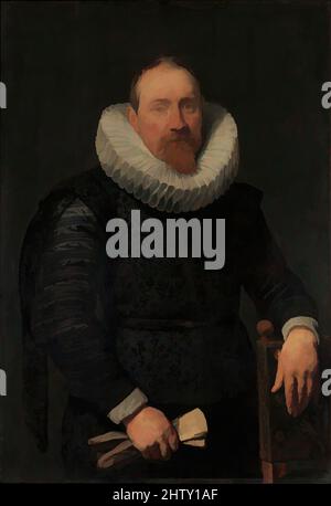 Art inspired by Portrait of a Man, ca. 1618, Oil on wood, 41 3/4 x 28 5/8 in. (106 x 72.7 cm), Paintings, Anthony van Dyck (Flemish, Antwerp 1599–1641 London), This impressive portrait, painted about 1618 when the artist was eighteen or nineteen years old, is very close in style to, Classic works modernized by Artotop with a splash of modernity. Shapes, color and value, eye-catching visual impact on art. Emotions through freedom of artworks in a contemporary way. A timeless message pursuing a wildly creative new direction. Artists turning to the digital medium and creating the Artotop NFT Stock Photo