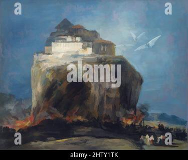 Art inspired by A City on a Rock, Oil on canvas, 33 x 41 in. (83.8 x 104.1 cm), Paintings, Style of Goya (Spanish, 19th century), When A City on a Rock was purchased in Spain in the mid-1880s by an American collector, it was attributed to Francisco de Goya (1746–1828). The painting is, Classic works modernized by Artotop with a splash of modernity. Shapes, color and value, eye-catching visual impact on art. Emotions through freedom of artworks in a contemporary way. A timeless message pursuing a wildly creative new direction. Artists turning to the digital medium and creating the Artotop NFT Stock Photo