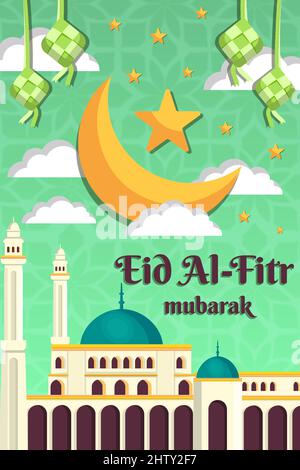 eid al fitr - hari raya idul fitri illustration flat design Stock Vector
