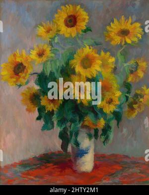 Art inspired by Bouquet of Sunflowers, 1881, Oil on canvas, 39 3/4 x 32 in. (101 x 81.3 cm), Paintings, Claude Monet (French, Paris 1840–1926 Giverny), In November 1888, Van Gogh wrote: 'Gauguin was telling me the other day—that he’d seen a painting by Claude Monet of sunflowers in a, Classic works modernized by Artotop with a splash of modernity. Shapes, color and value, eye-catching visual impact on art. Emotions through freedom of artworks in a contemporary way. A timeless message pursuing a wildly creative new direction. Artists turning to the digital medium and creating the Artotop NFT Stock Photo