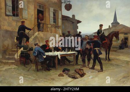 Art inspired by The Spy, 1880, Oil on canvas, 51 1/4 x 84 in. (130.2 x 213.4 cm), Paintings, Alphonse-Marie-Adolphe de Neuville (French, Saint-Omer 1835–1885 Paris), The Spy was exhibited at the Salon of 1881 where it was titled The Dispatch Bearer. As de Neuville explained in the, Classic works modernized by Artotop with a splash of modernity. Shapes, color and value, eye-catching visual impact on art. Emotions through freedom of artworks in a contemporary way. A timeless message pursuing a wildly creative new direction. Artists turning to the digital medium and creating the Artotop NFT Stock Photo