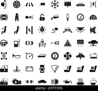 Car dashboard icons set simple vector. Car automobile Stock Vector