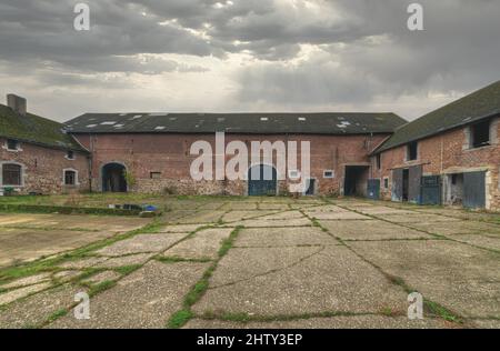 Lost Place, Courtyard, Abandoned Farm, Communes, Belgium Stock Photo