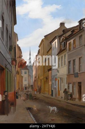 Art inspired by Parochialstrasse in Berlin, 1831, Oil on canvas, 16 x 11 in. (40.6 x 27.9 cm), Paintings, Eduard Gaertner (German, Berlin 1801–1877 Zechlin), Gaertner is best known for chronicling the rapidly modernizing Berlin cityscape. This relatively intimate view, culminating in, Classic works modernized by Artotop with a splash of modernity. Shapes, color and value, eye-catching visual impact on art. Emotions through freedom of artworks in a contemporary way. A timeless message pursuing a wildly creative new direction. Artists turning to the digital medium and creating the Artotop NFT Stock Photo