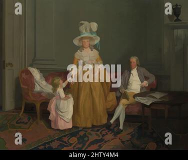 Art inspired by The Saithwaite Family, ca. 1785, Oil on canvas, 38 3/4 x 50 in. (98.4 x 127 cm), Paintings, Francis Wheatley (British, London 1747–1801 London), Wheatley was among the best painters of the small-scale group portrait, or conversation piece, which is so typical of the mid, Classic works modernized by Artotop with a splash of modernity. Shapes, color and value, eye-catching visual impact on art. Emotions through freedom of artworks in a contemporary way. A timeless message pursuing a wildly creative new direction. Artists turning to the digital medium and creating the Artotop NFT