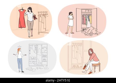 Premium Vector  Advice for man outfit personal stylist service vector  illustration tiny person client character stand near mirror shopping in  style store