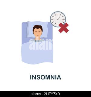 Insomnia flat icon. Colored element sign from psychological disorders collection. Flat Insomnia icon sign for web design, infographics and more. Stock Vector