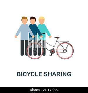 Bicycle Sharing flat icon. Colored element sign from public transport collection. Flat Bicycle Sharing icon sign for web design, infographics and more Stock Vector