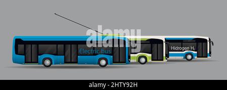 Modern urban low-floor public transport. Urban transport. Flat vector illustration. Stock Vector