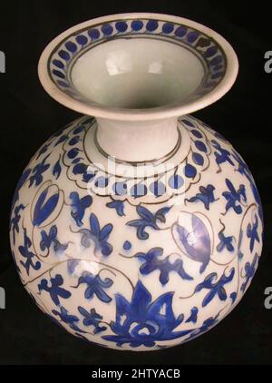 Art inspired by Vase with Scrolling Vines, 17th century, Made in Iran, Stonepaste; painted in blue under transparent glaze, H. 6 1/2 in. (16.5 cm), Ceramics, Like so many ceramics produced in Iran during the Safavid period, the style and decoration of this vase (or hookah base) was an, Classic works modernized by Artotop with a splash of modernity. Shapes, color and value, eye-catching visual impact on art. Emotions through freedom of artworks in a contemporary way. A timeless message pursuing a wildly creative new direction. Artists turning to the digital medium and creating the Artotop NFT Stock Photo