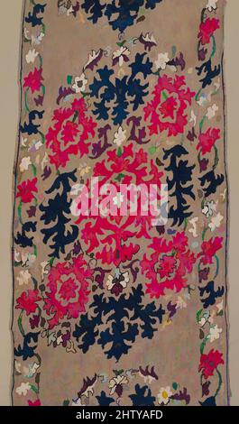 Art inspired by Fragment of a Hanging, 18th century, Attributed to North Africa, Linen, silk, H. 76 in. (193 cm), Textiles-Embroidered, Textile panels such as this with borders on three sides were joined and hung vertically as curtains. Many of them were finely embroidered and were, Classic works modernized by Artotop with a splash of modernity. Shapes, color and value, eye-catching visual impact on art. Emotions through freedom of artworks in a contemporary way. A timeless message pursuing a wildly creative new direction. Artists turning to the digital medium and creating the Artotop NFT Stock Photo