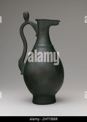 Art inspired by Ewer with Protruding Lip, 8th century, Attributed to Iran, Bronze; cast, H. 11 in. (28.0 cm), Metal, A common feature of ewers made in the early Islamic period is the highly abstracted animal heads at each end of the handle. The protruding horizontal lip is also, Classic works modernized by Artotop with a splash of modernity. Shapes, color and value, eye-catching visual impact on art. Emotions through freedom of artworks in a contemporary way. A timeless message pursuing a wildly creative new direction. Artists turning to the digital medium and creating the Artotop NFT Stock Photo