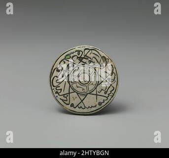 Art inspired by Stamp Seal, 18th century, Attributed to Turkey, Silver; cast and engraved, Ht. 1 1/8 in. (2.9 cm), Seals, The punctured stem of this stamp seal suggests that a well-to-do individual may have worn it as a pendant. The star includes the names of the Rashidun ('Rightly, Classic works modernized by Artotop with a splash of modernity. Shapes, color and value, eye-catching visual impact on art. Emotions through freedom of artworks in a contemporary way. A timeless message pursuing a wildly creative new direction. Artists turning to the digital medium and creating the Artotop NFT Stock Photo