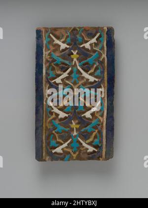 Art inspired by Tile, A.H. 824/ A.D. 1421, From Turkey, Bursa, Tempered earthenware; molded; polychrome glazed within black wax resist outlines (cuerda seca technique); gilded, H. 11 1/2 in. (29 cm), Ceramics-Tiles, This tile matches a border frieze adorning the portal of the tomb of, Classic works modernized by Artotop with a splash of modernity. Shapes, color and value, eye-catching visual impact on art. Emotions through freedom of artworks in a contemporary way. A timeless message pursuing a wildly creative new direction. Artists turning to the digital medium and creating the Artotop NFT Stock Photo