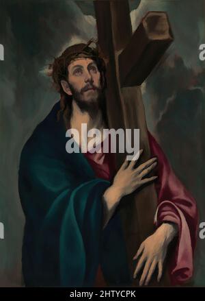 Art inspired by Christ Carrying the Cross, ca. 1577–87, Oil on canvas, 41 5/16 x 31 1/8 in. (105 x 79 cm), Paintings, El Greco (Domenikos Theotokopoulos) (Greek, Iráklion (Candia) 1540/41–1614 Toledo), During his long career in Spain, El Greco produced numerous paintings of Christ, Classic works modernized by Artotop with a splash of modernity. Shapes, color and value, eye-catching visual impact on art. Emotions through freedom of artworks in a contemporary way. A timeless message pursuing a wildly creative new direction. Artists turning to the digital medium and creating the Artotop NFT Stock Photo