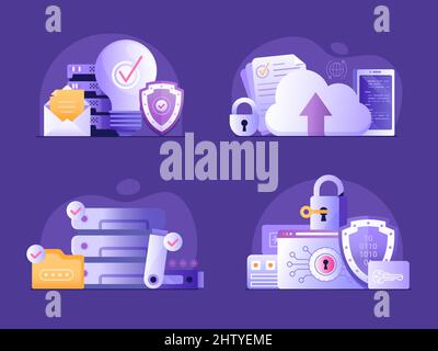 Cyber Security and Online Privacy Gradient Scenes Stock Vector