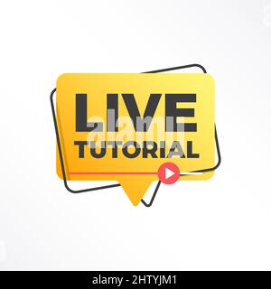 Live Online Tutorial Modern Color Label Conference Icon Stock Vector