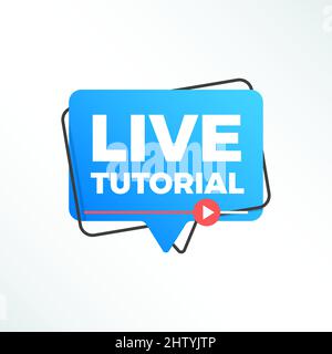 Live Online Tutorial Modern Color Label Conference Icon Stock Vector