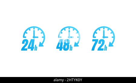 24, 48 and 72 Hours Countdown Stopwatch Color Vector Icon Set Stock Vector