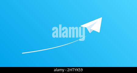 Paper Plane Mail and Messaging Vector Icon Illustration On Blue Background Stock Vector
