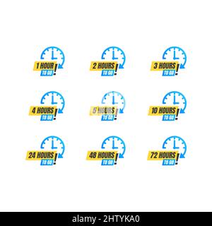 Countdown Stopwatch Hours Flat Vector Icon Set Stock Vector