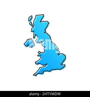 United Kingdom UK Blue Stylised Vector Map Stock Vector