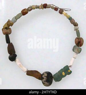 Art inspired by Beaded Necklace, 600–700, Made in Niederbreisig, Germany, Frankish, Glass, amber, shell, calcite, Overall: length of string 15 1/8 x 7/8 in. (38.4 x 2.3 cm), Glass-Beads, Classic works modernized by Artotop with a splash of modernity. Shapes, color and value, eye-catching visual impact on art. Emotions through freedom of artworks in a contemporary way. A timeless message pursuing a wildly creative new direction. Artists turning to the digital medium and creating the Artotop NFT Stock Photo