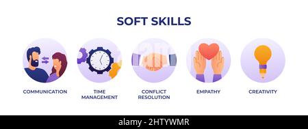 Gradient soft skills infographic Vector illustration. Stock Vector