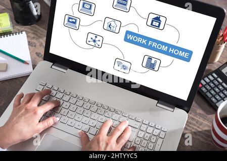 Work from home concept shown on a laptop screen Stock Photo