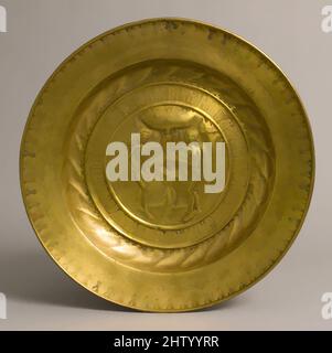 Art inspired by Dish, early 16th century, German, Brass, Overall: 15 x 1 3/4 in. (38.1 x 4.4 cm), Metalwork-Brass, Classic works modernized by Artotop with a splash of modernity. Shapes, color and value, eye-catching visual impact on art. Emotions through freedom of artworks in a contemporary way. A timeless message pursuing a wildly creative new direction. Artists turning to the digital medium and creating the Artotop NFT Stock Photo