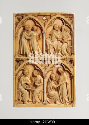 Art inspired by Leaf of a Writing Tablet, 14th century, Made in Paris, French, French, Ivory, Overall: 4 9/16 x 3 1/16 x 3/16 in. (11.7 x 7.8 x 0.6 cm), Ivories, It is probable that this leaf from a writing tablet, as with many extant writing tablets, was intended for letter writing, Classic works modernized by Artotop with a splash of modernity. Shapes, color and value, eye-catching visual impact on art. Emotions through freedom of artworks in a contemporary way. A timeless message pursuing a wildly creative new direction. Artists turning to the digital medium and creating the Artotop NFT Stock Photo