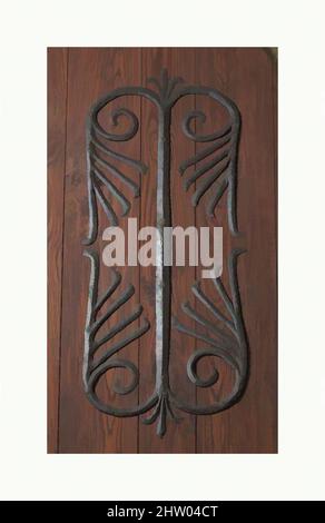 Art inspired by Door Mount, possibly 11th century, Made in Limousin, France, French, Iron, Overall: 17 1/2 x 42 in. (44.5 x 106.7 cm), Metalwork-Iron, Their utilitarian function notwithstanding, medieval door mounts are often ornately designed, with geometric and fanciful motifs. Here, Classic works modernized by Artotop with a splash of modernity. Shapes, color and value, eye-catching visual impact on art. Emotions through freedom of artworks in a contemporary way. A timeless message pursuing a wildly creative new direction. Artists turning to the digital medium and creating the Artotop NFT Stock Photo